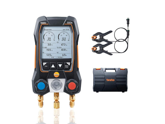 550S Kit I App Operated Digital Manifold for HVAC and Refrigeration with 2 X Wired Temperature Clamp Probes & 552I App-Controlled Wireless Vacuum Probe I for HVAC Systems – with Bluetooth