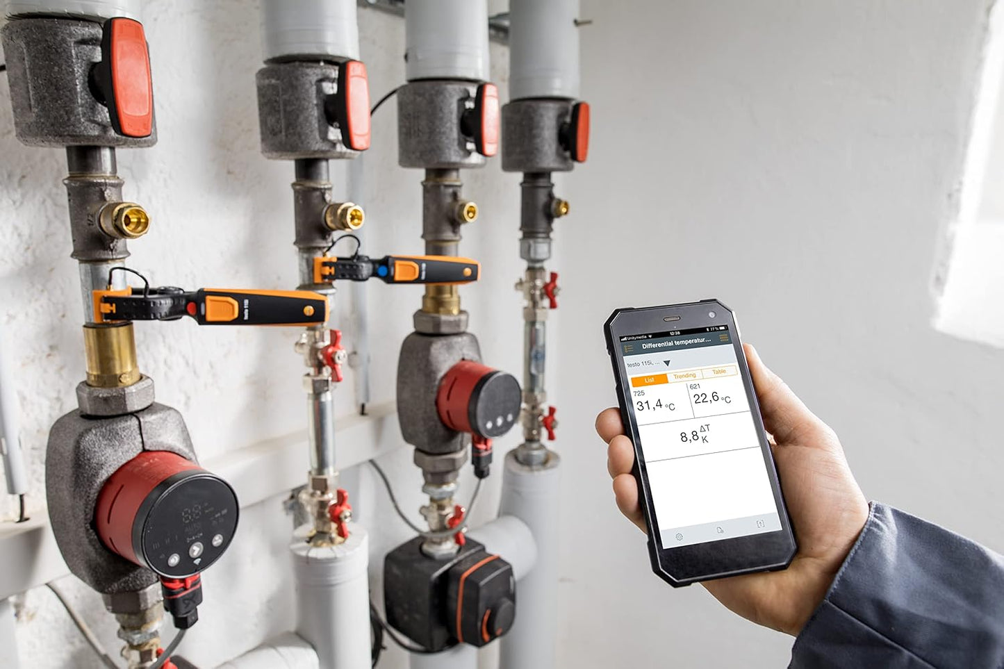 115I Clamp Meter - Amp Clamp for Heating & Cooling Systems - HVAC Thermometer for In-Pipe Measurements & -58° to 302 °F Measurement Range - HVAC Temperature Probe with Bluetooth & App Operation